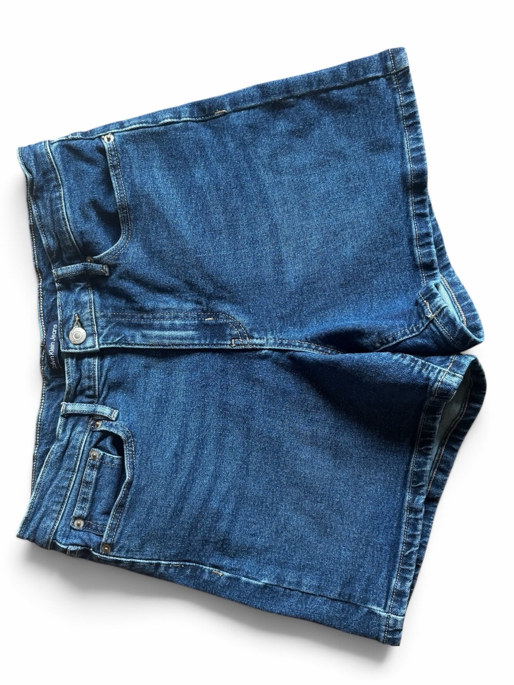 Calvin Klein High-Rise Denim Shorts in Deep Blue